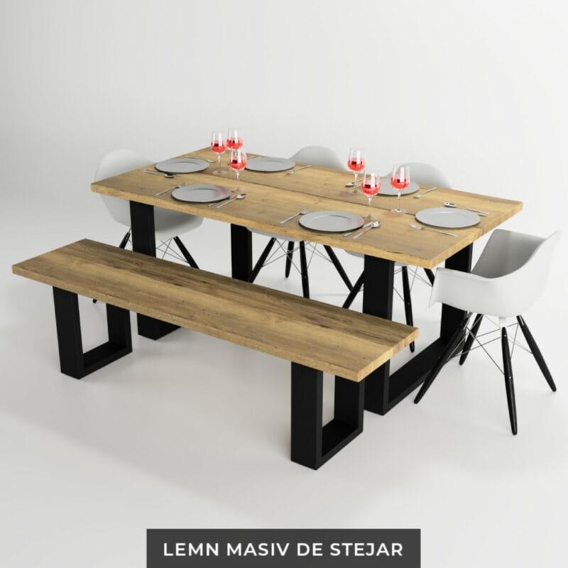 Imagine Masa dining lunga din lemn masiv stejar colectia Amazing de la Massif