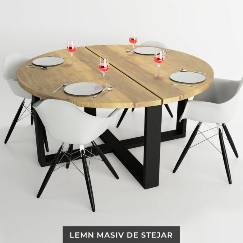imagine Masa dining rotunda din stejar -Amazing